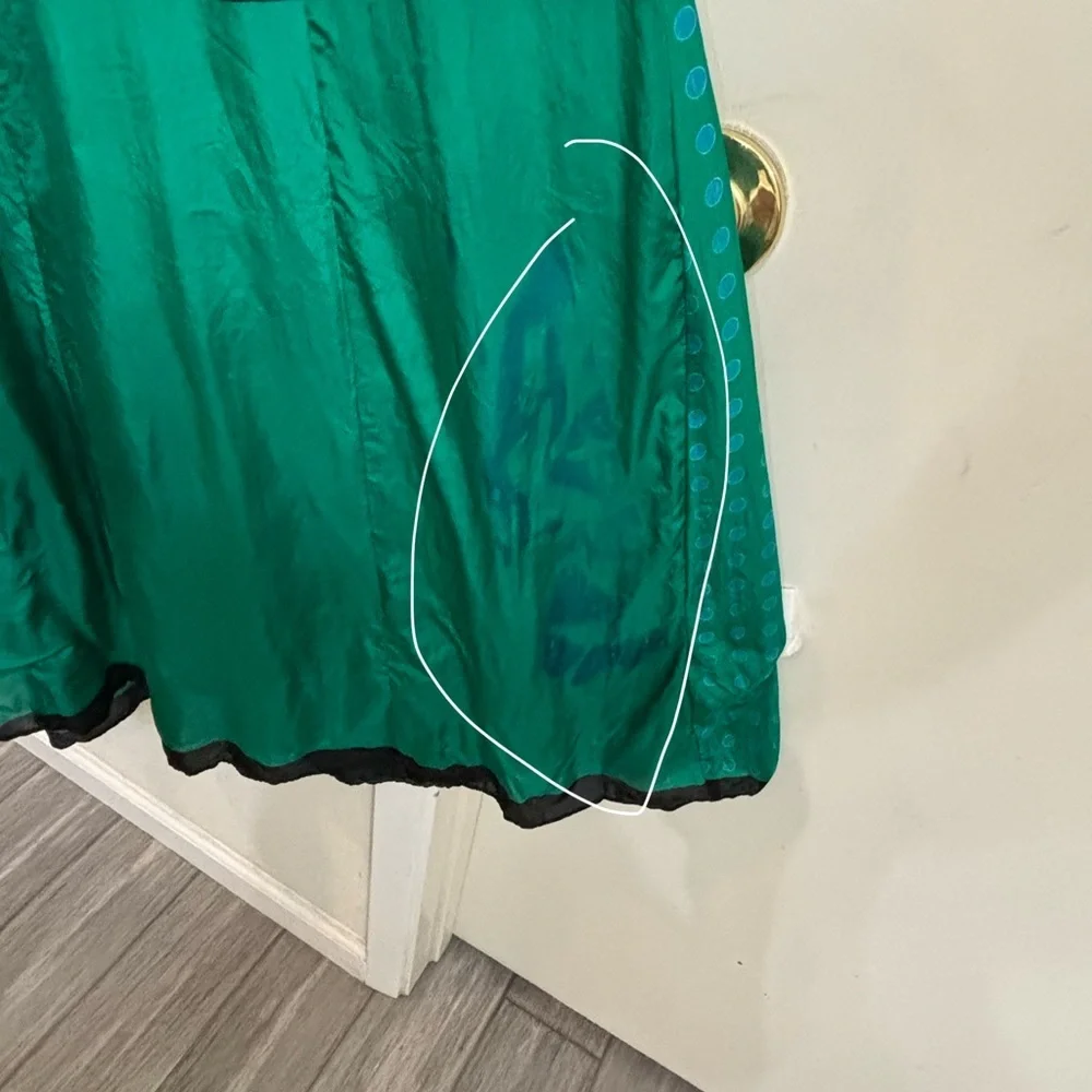 ANUPAMAA Silk Maxi Dress Green Floral Print Boho Luxe Summer Vacation Gown - Picture 13 of 13